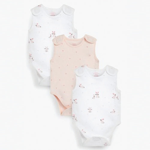 Pink Premature Baby 3 Pack Vest Bodysuits - Allsport