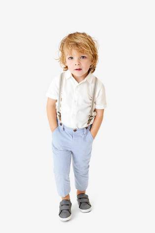 Blue Formal Trousers With Braces - Allsport
