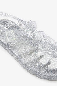 Silver Glitter Jelly Shoes - Allsport