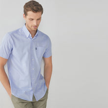 Load image into Gallery viewer, Pale Blue Regular Fit Short Sleeve Easy Iron Button Down Oxford Shirt - Allsport
