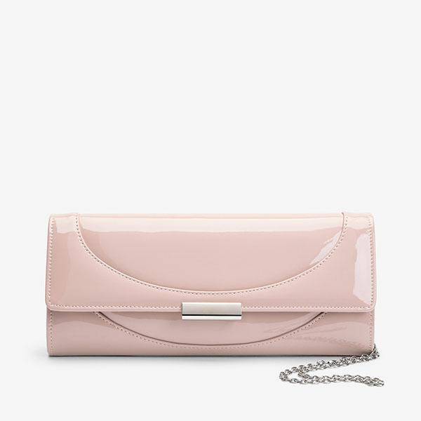 Blush pink patent clutch clearance bag