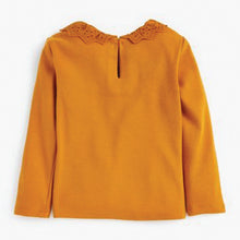 Load image into Gallery viewer, Ochre Brushed Broderie Collar Top (3mths-6yrs) - Allsport
