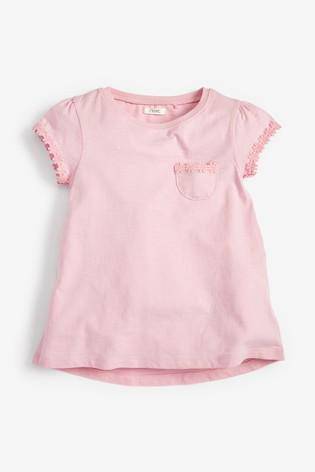 Daisy Trim T-Shirt Pale Pink - Allsport