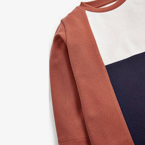 Rust Pique Colourblock Long Sleeve T-Shirt (3mths-6yrs) - Allsport
