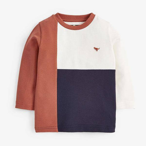 Rust Pique Colourblock Long Sleeve T-Shirt (3mths-6yrs) - Allsport