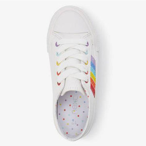WHITE RAINBOW SPARKLE LACE-UP TRAINERS