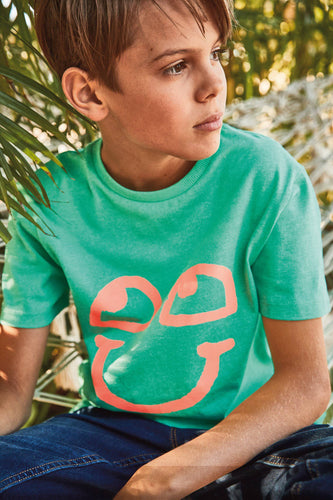 Green Smile Graphic T-Shirt (3-12yrs) - Allsport