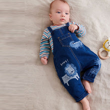 Load image into Gallery viewer, Blue Lion Baby Denim Dungaree And Bodysuit Set (0mths-18mths)
