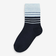 Load image into Gallery viewer, 7 Pack Blue Stripe Cotton Rich Socks - Allsport
