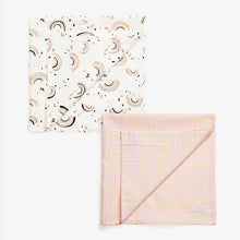 Load image into Gallery viewer, Monochrome 2 Pack Pink Geo And Rainbow Muslin Squares - Allsport
