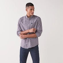 Load image into Gallery viewer, Burgundy Red/Navy Blue/White Regular Fit Gingham Long Sleeve Shirt
