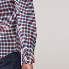 Load image into Gallery viewer, Burgundy Red/Navy Blue/White Regular Fit Gingham Long Sleeve Shirt
