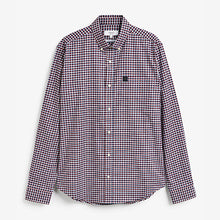 Load image into Gallery viewer, Burgundy Red/Navy Blue/White Regular Fit Gingham Long Sleeve Shirt
