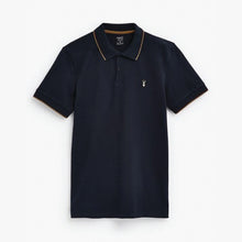 Load image into Gallery viewer, Navy Tipped Regular Fit Pique Polo Shirt - Allsport
