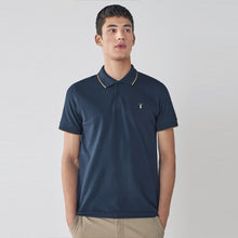 Load image into Gallery viewer, Navy Tipped Regular Fit Pique Polo Shirt - Allsport
