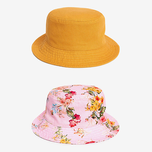 Pink/Yellow 2 Pack Bucket Hats (3-4yrs) - Allsport