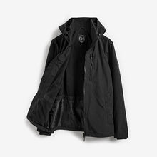 Load image into Gallery viewer, Black Shower Resistant Lightweight Hooded Jacket With Fleece Lining - Allsport
