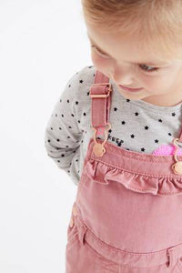 PINK FRILL DUNGAREE (3MTHS-5YRS) - Allsport