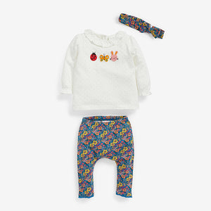 Multi Bright Floral Baby T-Shirt, Leggings And Headband Set (0mths-18mths) - Allsport