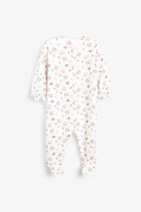 Pink 3 Pack Floral Sleepsuits  (up to 18 months) - Allsport