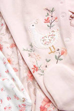 Load image into Gallery viewer, Pink 3 Pack Floral Sleepsuits  (up to 18 months) - Allsport
