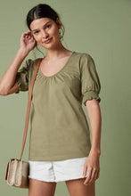 Load image into Gallery viewer, Khaki Short Sleeves Volume Sleeve T-Shirt - Allsport
