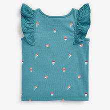 Load image into Gallery viewer, Teal Blue Ice Cream Frill Mint Green Vest (3mths-5yrs) - Allsport
