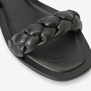 Black Forever Comfort® Plaited Mule Sandals - Allsport