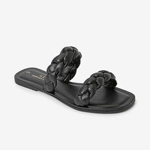 Load image into Gallery viewer, Black Forever Comfort® Plaited Mule Sandals - Allsport
