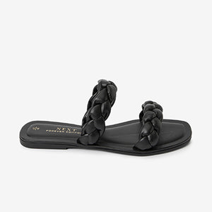 Black Forever Comfort® Plaited Mule Sandals - Allsport
