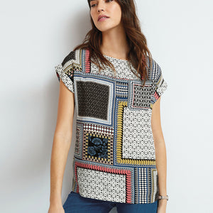 Multi Patch Print Boxy T-Shirt - Allsport