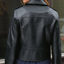 Load image into Gallery viewer, Black Faux Leather Biker Jacket - Allsport
