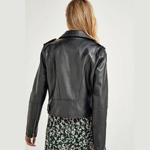 Load image into Gallery viewer, Black Faux Leather Biker Jacket - Allsport
