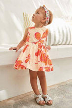 Load image into Gallery viewer, Ecru/Pink Floral Print Cotton Prom Dress Occasion - Allsport

