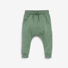 Load image into Gallery viewer, Soft Khaki Green Drop Crotch Joggers (3mths-5yrs) - Allsport

