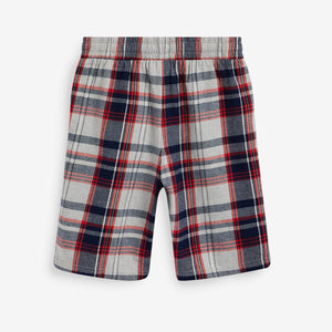 2 Pack Blue /Red Check Short Pyjamas (5-7yrs) - Allsport
