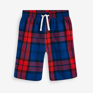 2 Pack Blue /Red Check Short Pyjamas (5-7yrs) - Allsport