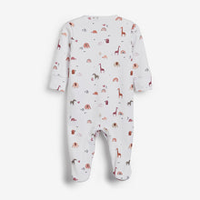 Load image into Gallery viewer, Pink Safari Animals 3 Pack Embroidered Detail Sleepsuits (0-18mths) - Allsport

