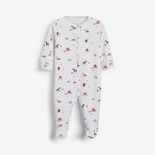 Load image into Gallery viewer, Pink Safari Animals 3 Pack Embroidered Detail Sleepsuits (0-18mths) - Allsport
