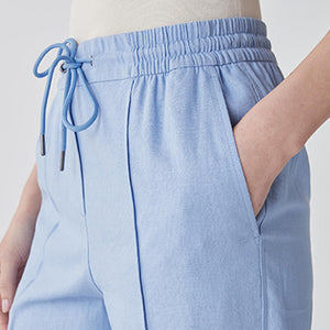 Blue Linen Blend Trousers - Allsport