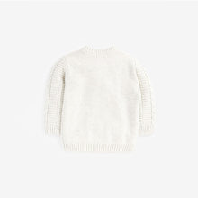 Load image into Gallery viewer, White Ecru Cable Crew Jumper (3mths-5yrs) - Allsport
