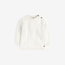 Load image into Gallery viewer, White Ecru Cable Crew Jumper (3mths-5yrs) - Allsport
