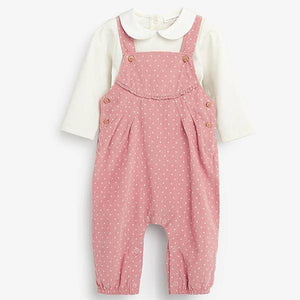 Pink Spot Cord Dungarees And Bodysuit (0mths-18mths) - Allsport