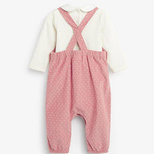 Load image into Gallery viewer, Pink Spot Cord Dungarees And Bodysuit (0mths-18mths) - Allsport
