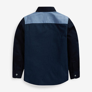 Blue Oxford Colourblock Shirt (3-12yrs) - Allsport