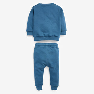 Mid Blue Jersey Sweatshirt And Jogger Set (3mths-5yrs)