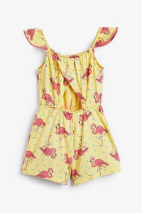 Ruffle Pom Playsuit Flamingo Print - Allsport