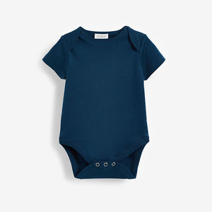Petrol Blue Baby 5 Pack Short Sleeve Bodysuits (0mths-18mths)