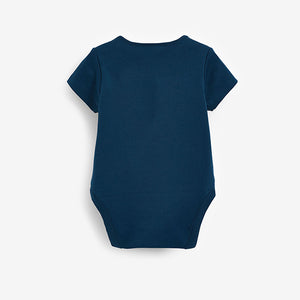 Petrol Blue Baby 5 Pack Short Sleeve Bodysuits (0mths-18mths)