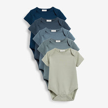 Load image into Gallery viewer, Petrol Blue Baby 5 Pack Short Sleeve Bodysuits (0mths-18mths)
